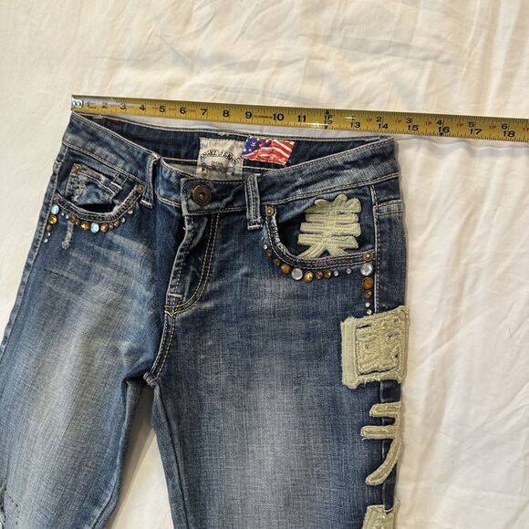 Y2K Angel Jeans Women's 7 Embroidered Boot Cut Embellished - Picture 10 of 13
